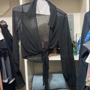 Black tie satin top